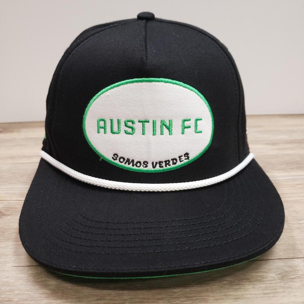Austin FC Hat Cap Snap Back Mens One Size Black MLS Soccer Intel Rope Patch